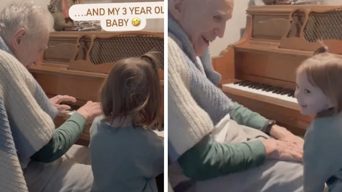 Cette vidéo d'une fillette de 3 ans jouant du piano avec son arrière-grand-père âgé de 101 ans va faire fondre votre cœur 