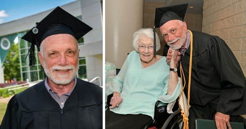 Cette femme de 99 ans se rend à la remise des diplômes de son fils, diplômé à 72 ans