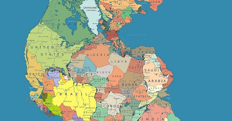 Fascinant : il y a 300 millions d'années, tous les continents n'en faisaient qu'un, la Pangée. Trouvez où on se situait, par rapport aux autres pays !