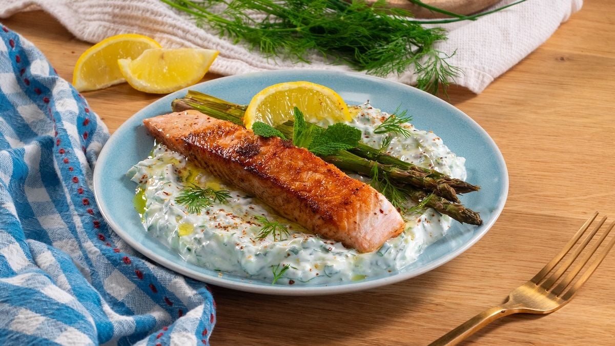 Saumon rôti et tzatziki