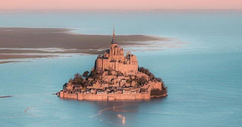 Les grandes marées transforment le Mont-Saint-Michel qui redevient une île, un événement rare