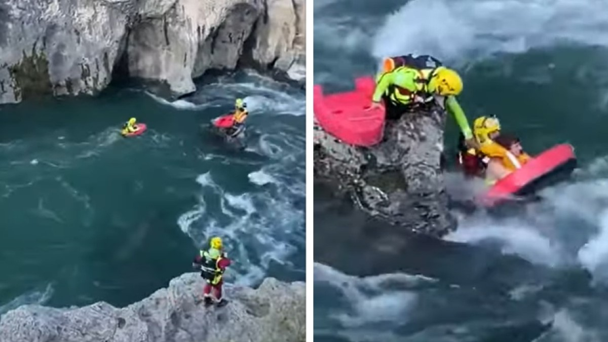 VIDÉO. Les pompiers bravent le courant pour sauver deux personnes au milieu d'un fleuve, un sauvetage impressionnant