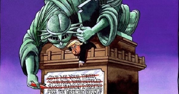 Donald Trump et son décret anti-immigration ne plaisent pas à tout le monde... La preuve avec ces 16 illustrations satiriques !