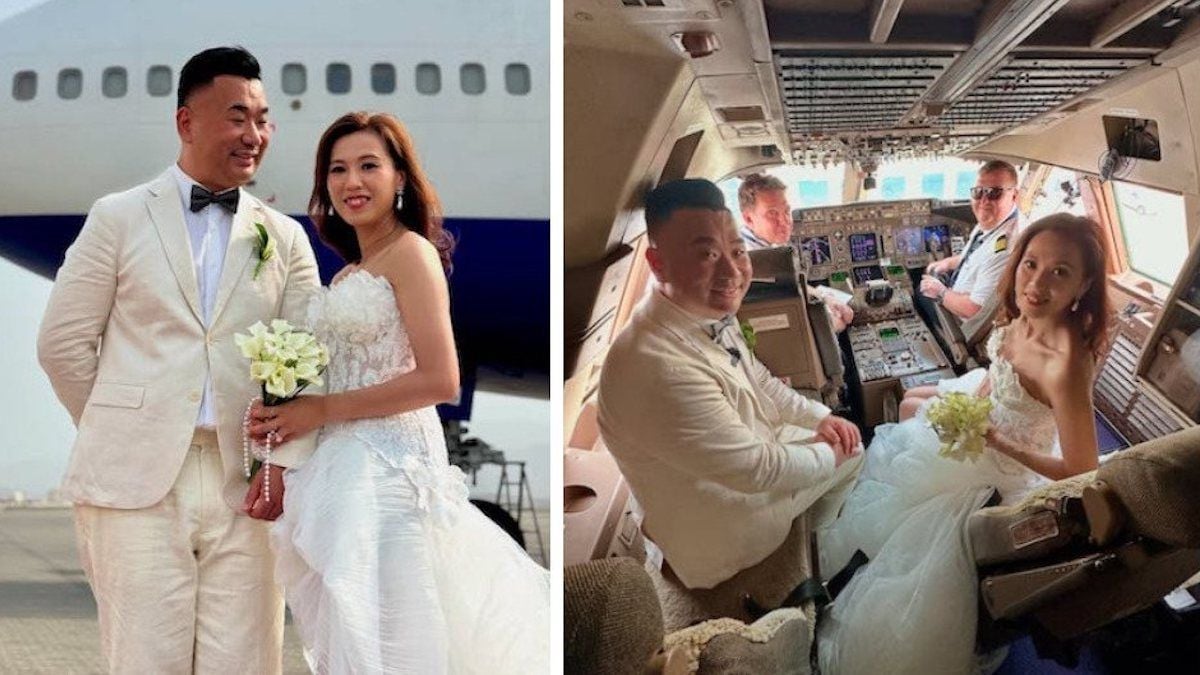 Deux influenceurs fans d'aviation se marient en plein vol à bord d'un... Boeing 747