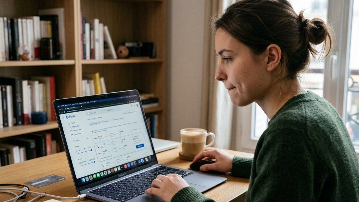 Une personne réserve un billet d'avion