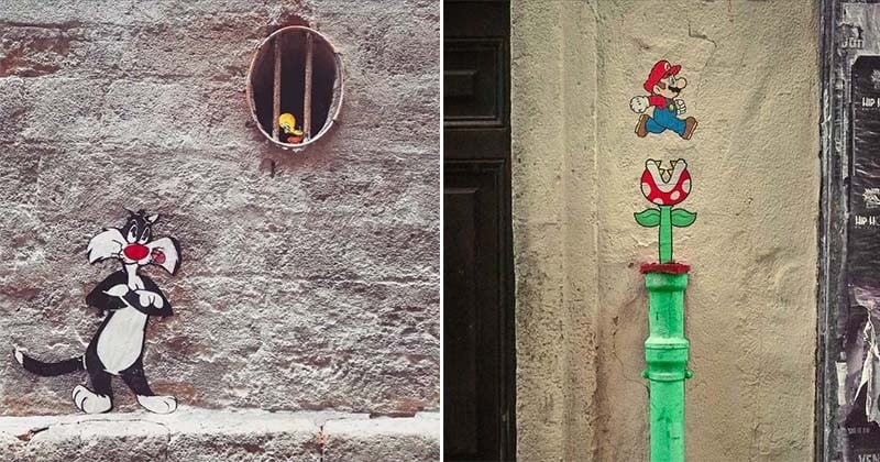 Un artiste français détourne le décor urbain pour donner vie à des personnages de la pop culture