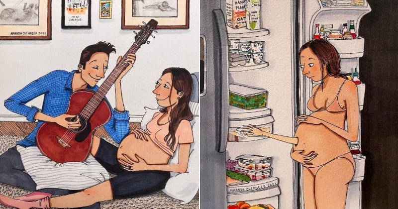 Les dessins de cette illustratrice retracent sa grossesse avec beaucoup d'humanité et de douceur