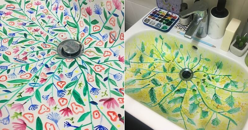 Cette artiste italienne réalise des peintures exceptionnelles dans son lavabo