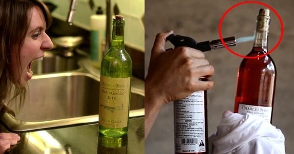 9 techniques complètement folles pour ouvrir sa bouteille de vin sans tire-bouchon... La 5, c'est vraiment n'importe quoi...