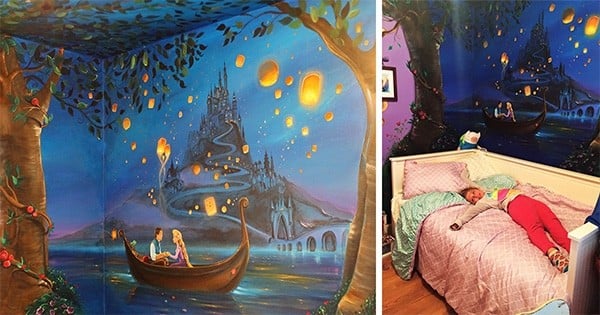 	Une jeune maman a peint une fresque « Raiponce » sur les murs de la chambre de sa fille... Et le résultat est magique !