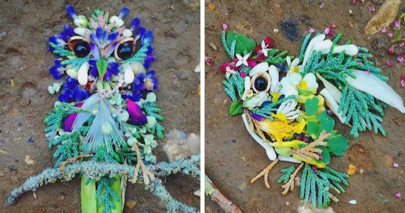 Ces portraits d'oiseaux éphémères, réalisés avec des feuilles et des brindilles, sont à couper le souffle 