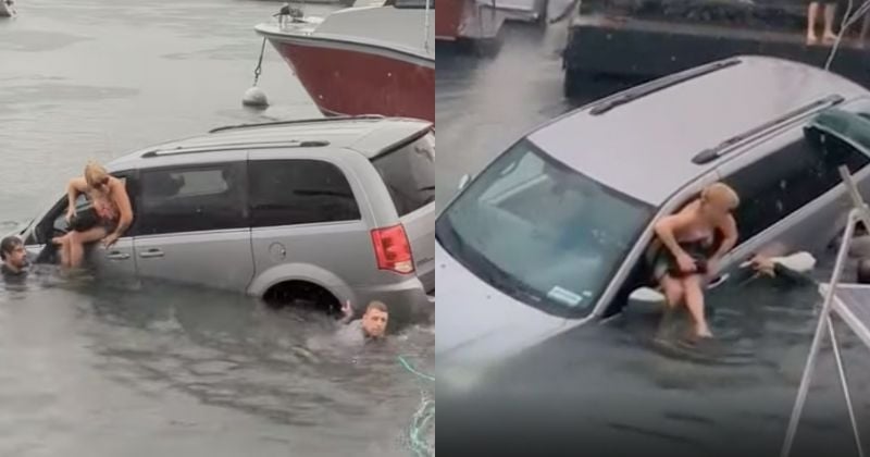 Suivant les instructions du GPS à la lettre, elles foncent tout droit dans l'eau avec leur voiture