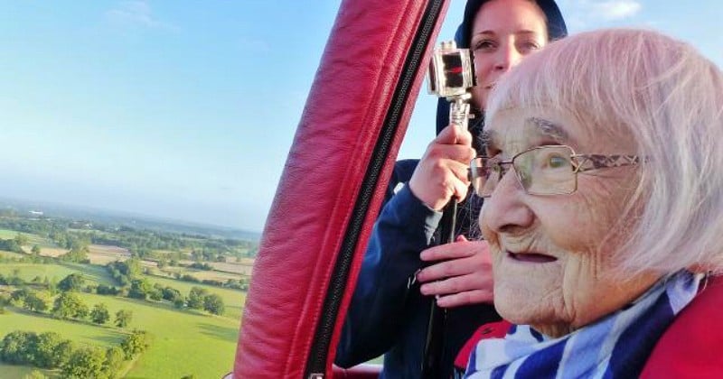 En volant dans une montgolfière à 100 ans, elle prouve qu'il n'est jamais trop tard pour vivre ses rêves