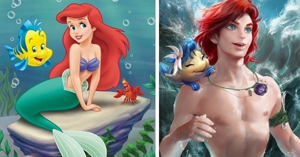 9 personnages féminins de Disney transformés en hommes : Ariel et Ursula sont bluffantes !