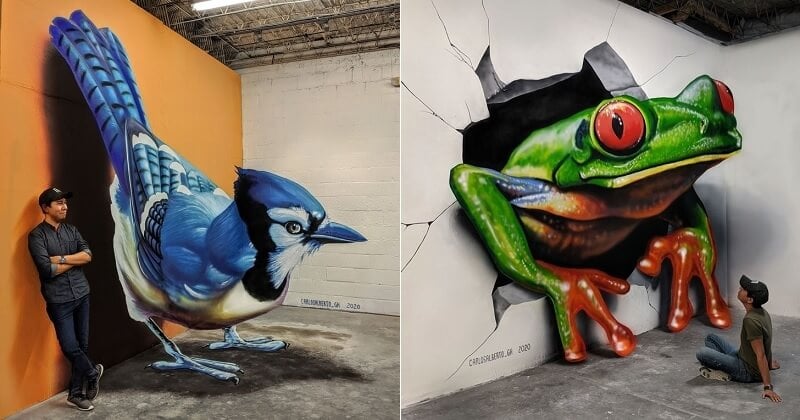 Ce street artiste crée de magnifiques oeuvres en trompe-l'oeil qui donnent l'impression de prendre vie