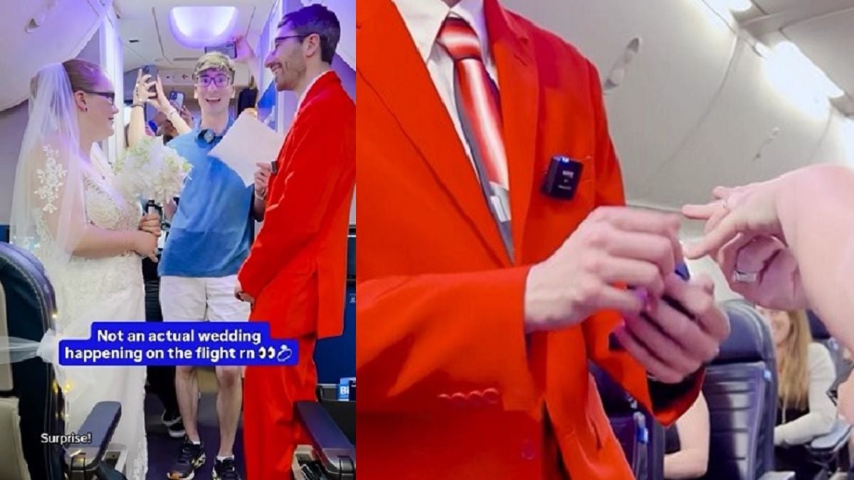 Un couple d'Américains se marie à bord d'un avion en plein vol sous le regard de passagers médusés 