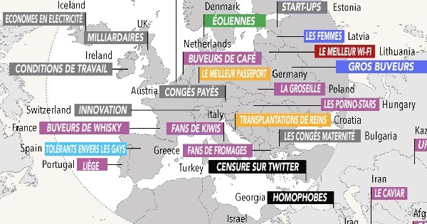 Chaque pays est leader dans un domaine, mais ce n'est pas forcément celui auquel on pense... La preuve avec cette drôle de carte du monde qui résume tout