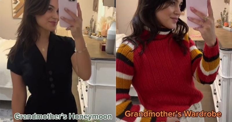 Elle retrouve les tenues de lune de miel de sa grand-mère datant de 1950 et décide de les porter, ses vidéos font sensation