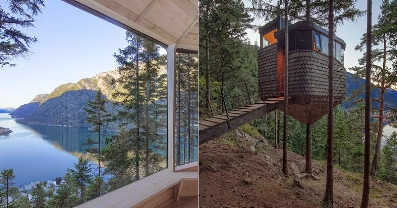 Ces cabanes perchées dans les arbres avec vue imprenable sur le fjords norvégiens vont vous faire rêver