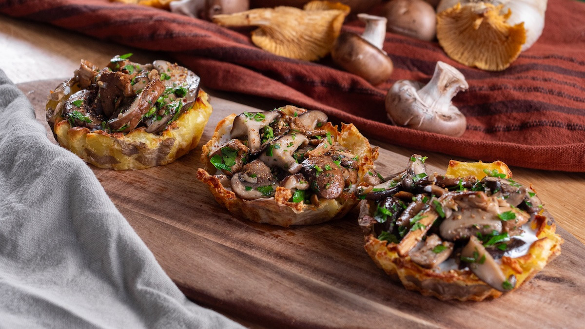 Tartelettes smashed potatoes aux champignons