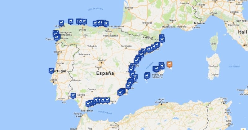 Cette carte de l'Espagne vous montre les plages où les chiens sont acceptés