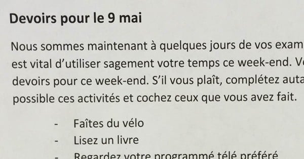 Une prof laisse une liste incroyable de devoirs à faire à ses élèves avant leurs examens... Ils n'auraient jamais imaginé ça possible !