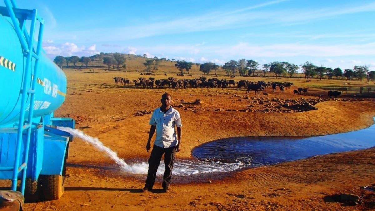 Au Kenya, cet homme livre chaque jour des milliers de litres d'eau aux animaux sauvages victimes de la sécheresse 