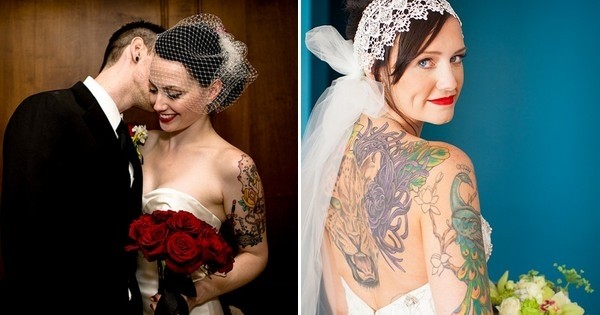 20 femmes sublimes en robe de mariée qui prouvent qu'on peut être une femme mariée et tatouée