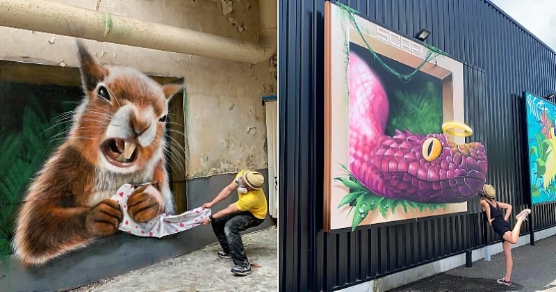 Street art : il réalise d'impressionnants graffitis en 3D avec le paysage urbain comme décor