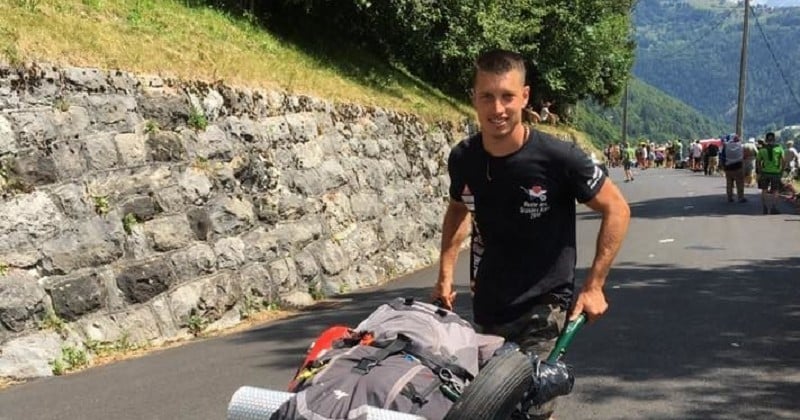 Pour lutter contre la maladie de Charcot, Vincent traverse les Alpes avec une brouette 