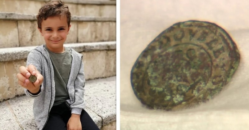 Dans la cour de son école, un petit garçon a découvert une pièce de monnaie datant du règne d'Henri IV