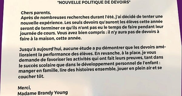 Cette professeure a décidé de ne plus donner de devoirs à ses élèves. Et elle explique pourquoi