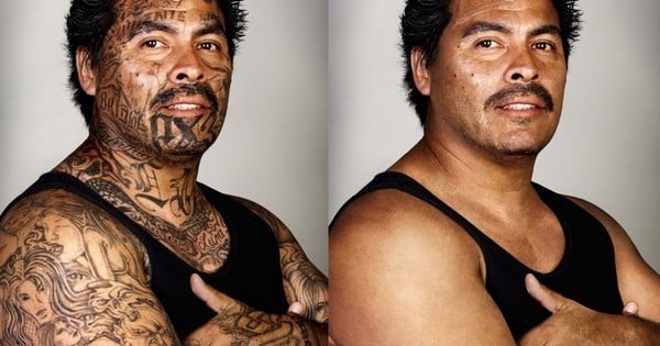 Ce photographe efface les tatouages de gangs grâce à Photoshop, afin d'offrir un nouveau regard sur ces repentis. Une magnifique et émouvante série photo !