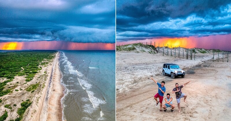 En vacances dans les Outer Banks américains, il immortalise un incroyable coucher de soleil