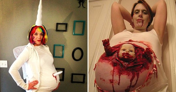 25 femmes enceintes qui ont tout compris à Halloween ! Vraiment top le squelette de la 13…