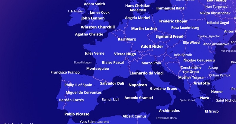 Cette carte interactive présente les personnalités les plus célèbres dans chaque ville du globe