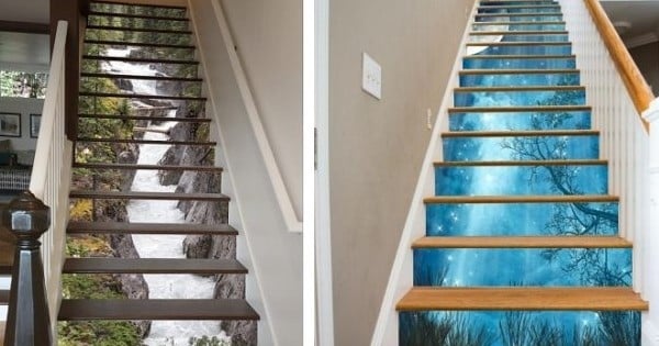 La meilleure décoration pour escaliers : ces autocollants spéciaux vous donneront l'impression de voler au-dessus d'un paysage de rêve !