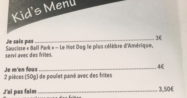 Ce restaurant a su parfaitement adapter son menu aux enfants les plus casse-pieds... Et les parents du monde entier approuvent !