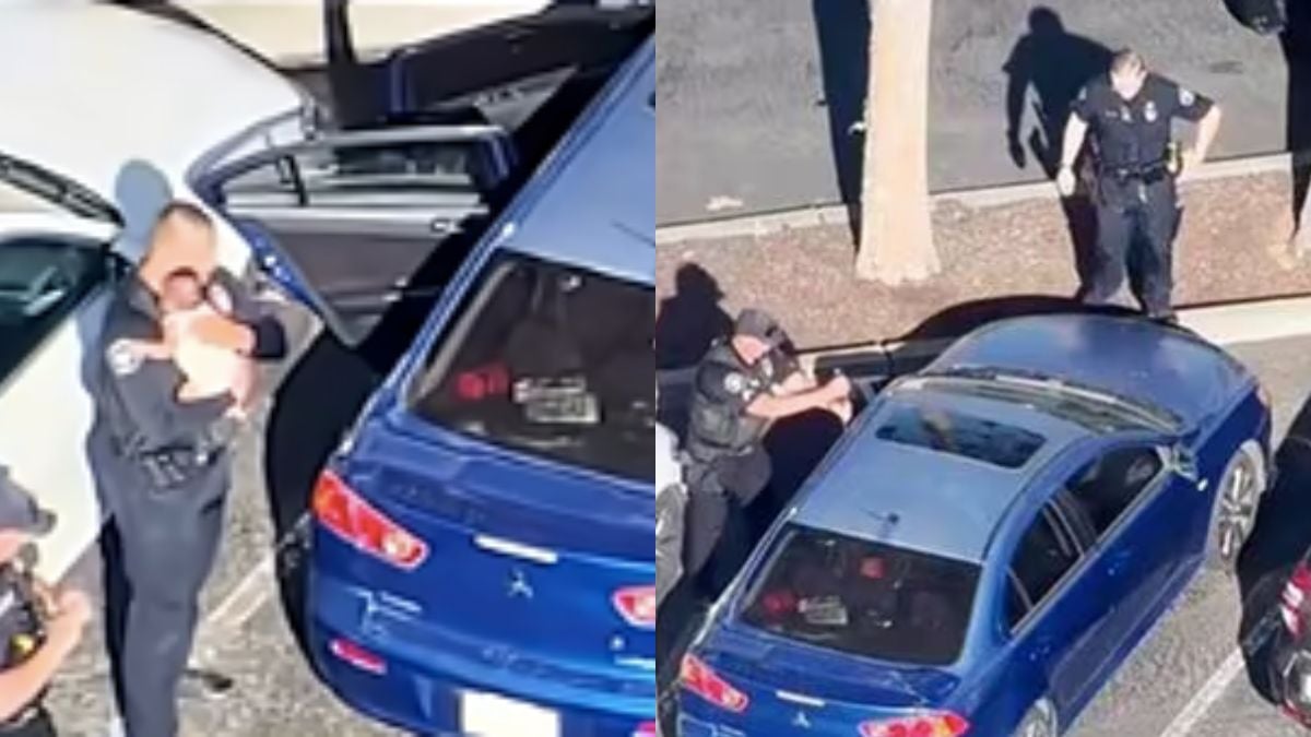 Des policiers sauvent un bébé, oublié dans une voiture, le 17 juin dernier à Corona (Californie)