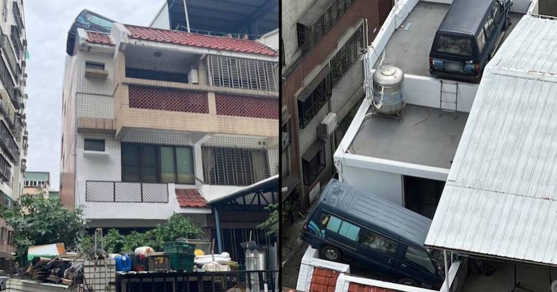 Il gare sa camionnette sur le toit d'un immeuble pour éviter les amendes de stationnement