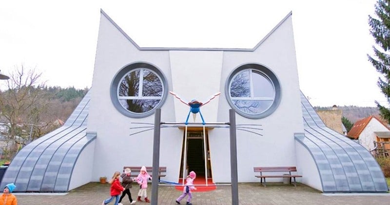En Allemagne, une maternelle en forme de chat accueille les enfants