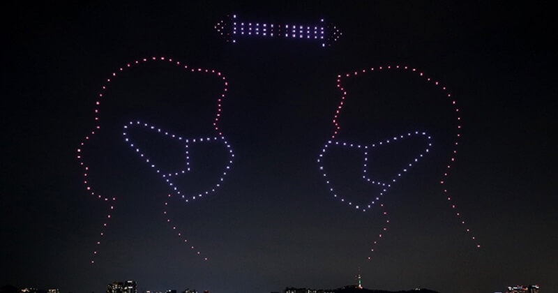 300 drones ont illuminé le ciel de Séoul pour rendre hommage aux soignants et rappeler les gestes barrières