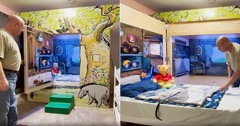 Il construit un extraordinaire lit Winnie l'ourson pour son petit-fils autiste et émeut Internet