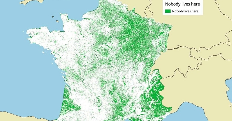 Découvrez les zones de France où personne n'habite grâce à cette carte surprenante