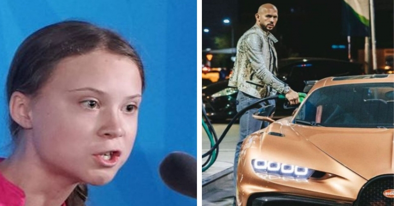 Provoquée par un kickboxeur américain qui lui montre ses 33 voitures de luxe, Greta Thunberg lui met un K.O. technique