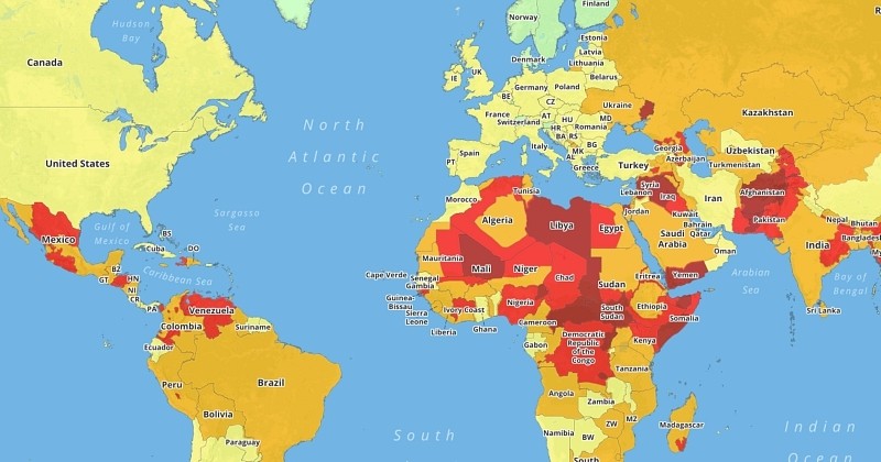 Grâce à cette carte, vérifiez si votre prochaine destination est suffisamment sûre