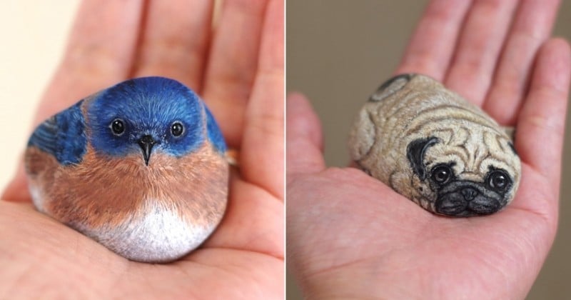 Cette artiste japonaise transforme de simples pierres en animaux particulièrement réalistes