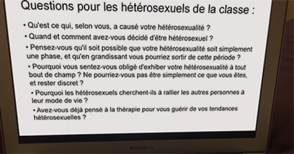 Pour parler d'homophobie à ses étudiants, ce professeur a posé quelques questions « aux hétérosexuels de la classe » et leur a fait passer un petit quiz...