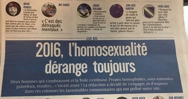 Suite à la polémique suscitée par la campagne de prévention de lutte contre le SIDA, le quotidien régional « L'Union » publie les commentaires homophobes de ses lecteurs