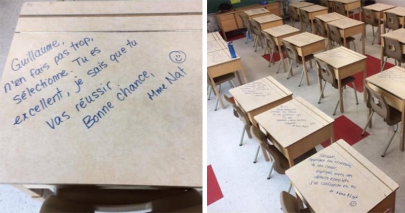 Une professeur a décidé de laisser une petite surprise sur la table de ses élèves avant un examen ! Il n'y a rien de mieux pour leur donner confiance